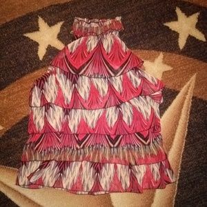 🌺 Dressbarn choker print ruffle blouse